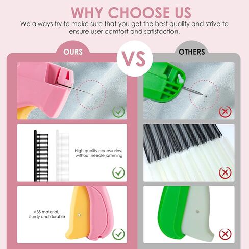 مسدس غرز للملابس - مسدس غرز محمول مثبت سريع للملابس - مجموعة خياطة صغيرة مسدس وضع العلامات الدقيقة - يتضمن 6 إبر و1000 مشبك أسود و1000 مشبك أبيض (وردي-أصفر) in Kuwait
