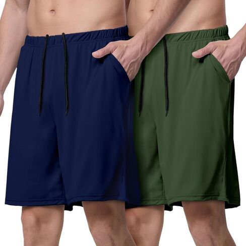 شورت نوم رجالي بيجامة مكون من قطعتين من قيعان PJ الناعمة، شورت PJ كاجوال شبكي يسمح بالتهوية للرجال مع جيوب برباط in Kuwait