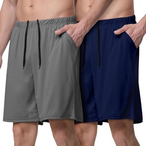 شورت نوم رجالي بيجامة مكون من قطعتين من قيعان PJ الناعمة، شورت PJ كاجوال شبكي يسمح بالتهوية للرجال مع جيوب برباط in Kuwait