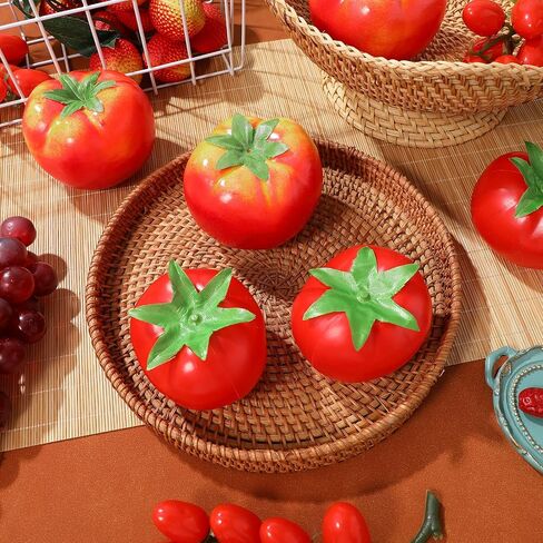 6pcs Artificial Tomato Simulation Tomatoes Fake Fruit Vegetable Normal Size Simulation Tomatoes for Kitchen Home Decor, Party Decoration, Photo Fruits in Saudi Arabia