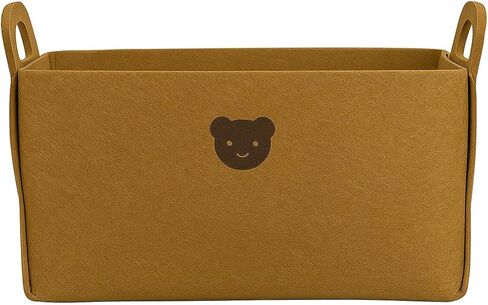 Collapsible Car Trunk Organizer - Felt Large Capacity Foldable Car Storage Basket with Handles, Sturdy SUV Cargo Organizer for Cars, Sedans, Grocery & Travel, Cute Bear Pattern Design (Brown) in Saudi Arabia