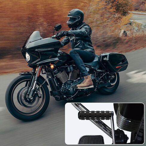 دراجة نارية بطول 3.8 سم، أوتاد ناقل الحركة لأصابع القدم والكعب مناسبة لدراجة Harley Davidson Sportster FL Softail Touring Street Glide Road Glide Road King Trike Dyna، أسود in Kuwait
