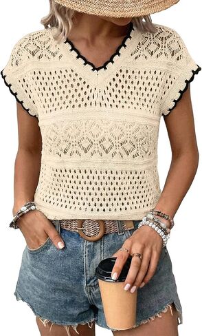Acelitt Spring Summer Hollow Out Crochet Sweater Vest Sleeveless Cover Ups Beach Vacation Resort Cruise Outfits 2026 in Saudi Arabia