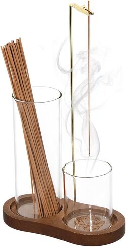2-in-1 Glass Incense Burner with Ash Collector and Incense Stick Storage Upside Down Hanging Incense Holder, Anti-Splashing Design, Perfect for Meditation, Yoga, Spa, and Home Decoration in Saudi Arabia