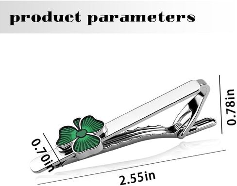 St Patricks Day Clover Tie Clip Lucky Shamrock Tie Clips Bar for Irish Ireland Party Favors Parades St.Patrick's Day Necktie Accessories Green Three Leaf Wedding Business Necktie Clips Decor in Saudi Arabia