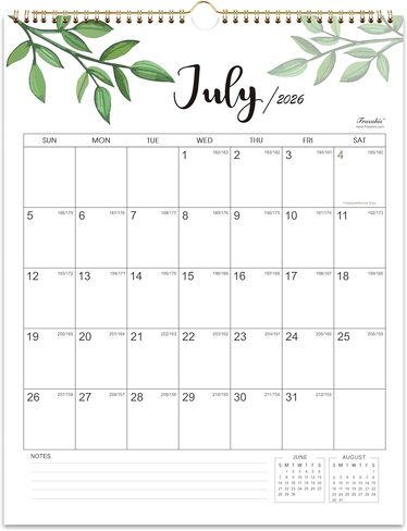 2025-2026 Calendar - Vertical Wall Calendar 2025-2026, JUL. 2025 to DEC. 2026, 14.8'' x 11.5'', Monthly Calendar with Julian Date, Perfect for Planning in Saudi Arabia