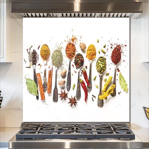 fzxwyishu Tempered Glass Backsplash For Kitchen,Spice Back SplashBehind Stove,Easy to Clean Kitchen Sink Cover Splash Guard, Home Kitchen Décor (Art Deco 2, 30"x30"(76.2x76.2cm)) in Saudi Arabia