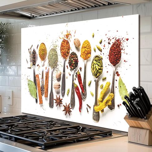 fzxwyishu Tempered Glass Backsplash For Kitchen,Spice Back SplashBehind Stove,Easy to Clean Kitchen Sink Cover Splash Guard, Home Kitchen Décor (Art Deco 2, 30"x30"(76.2x76.2cm)) in Saudi Arabia