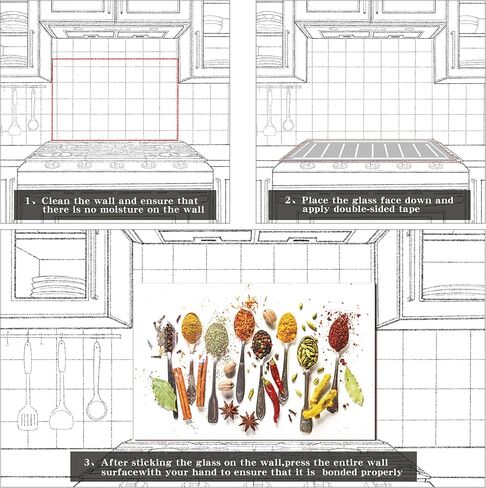 fzxwyishu Tempered Glass Backsplash For Kitchen,Spice Back SplashBehind Stove,Easy to Clean Kitchen Sink Cover Splash Guard, Home Kitchen Décor (Art Deco 2, 30"x30"(76.2x76.2cm)) in Saudi Arabia