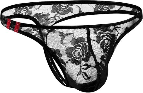 Men Thong Underwaer Sissy Panties Sexy Lace See-Through Floral Femboy Panty Low Rise Mesh Lingerie in Saudi Arabia