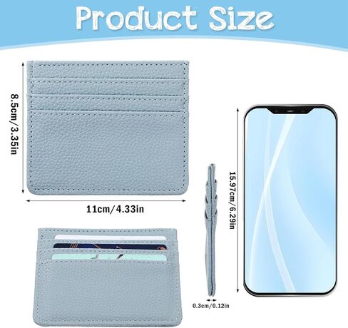 Credit Card Holder for Women, Credit Card Wallet Slim Wallet Small Cards Holder Wallets Rfid Blocking Minimalist Cards Holders Case Thin Front Pocket Small Wallets for Men Light Blue in Saudi Arabia