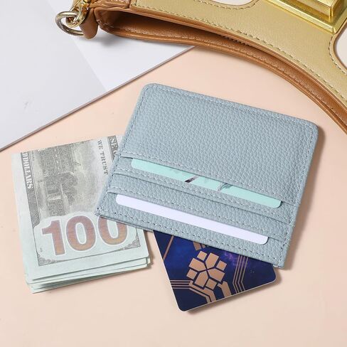 Credit Card Holder for Women, Credit Card Wallet Slim Wallet Small Cards Holder Wallets Rfid Blocking Minimalist Cards Holders Case Thin Front Pocket Small Wallets for Men Light Blue in Saudi Arabia