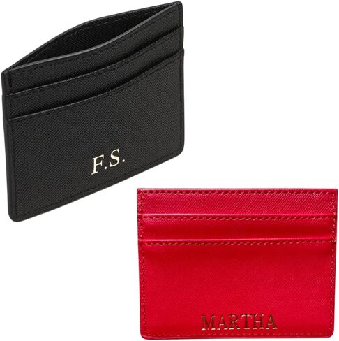 Personalized Cardholder Wallet – Custom Embossed Credit Card Holder with Initials, Name, Monogram – Slim Wallet with 5 Pockets for IDs and Bank Cards, Gift Idea for Him and Her in Kuwait
