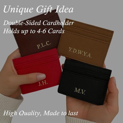 Personalized Cardholder Wallet – Custom Embossed Credit Card Holder with Initials, Name, Monogram – Slim Wallet with 5 Pockets for IDs and Bank Cards, Gift Idea for Him and Her in Kuwait