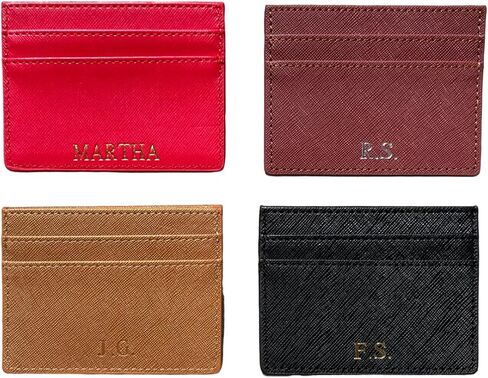 Personalized Cardholder Wallet – Custom Embossed Credit Card Holder with Initials, Name, Monogram – Slim Wallet with 5 Pockets for IDs and Bank Cards, Gift Idea for Him and Her in Kuwait