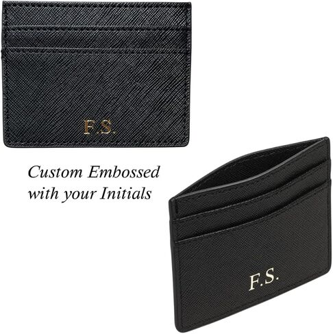 Personalized Cardholder Wallet – Custom Embossed Credit Card Holder with Initials, Name, Monogram – Slim Wallet with 5 Pockets for IDs and Bank Cards, Gift Idea for Him and Her in Kuwait