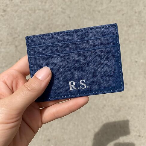 Personalized Cardholder Wallet – Custom Embossed Credit Card Holder with Initials, Name, Monogram – Slim Wallet with 5 Pockets for IDs and Bank Cards, Gift Idea for Him and Her in Kuwait