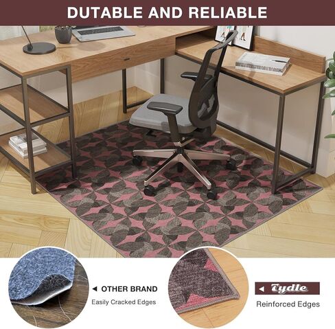 سجادة كرسي Tydle للأرضيات الصلبة، سجادة كرسي مقاس 91.44 سم × 121.96 سم للأرضيات الصلبة، وواقي للأرضيات الصلبة غير قابل للانزلاق، سجادة كمبيوتر تحت المكتب للمكتب المنزلي (أسود وأحمر) in Kuwait