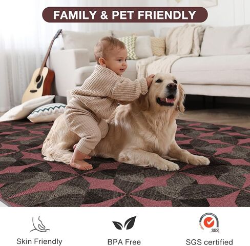 سجادة كرسي Tydle للأرضيات الصلبة، سجادة كرسي مقاس 91.44 سم × 121.96 سم للأرضيات الصلبة، وواقي للأرضيات الصلبة غير قابل للانزلاق، سجادة كمبيوتر تحت المكتب للمكتب المنزلي (أسود وأحمر) in Kuwait