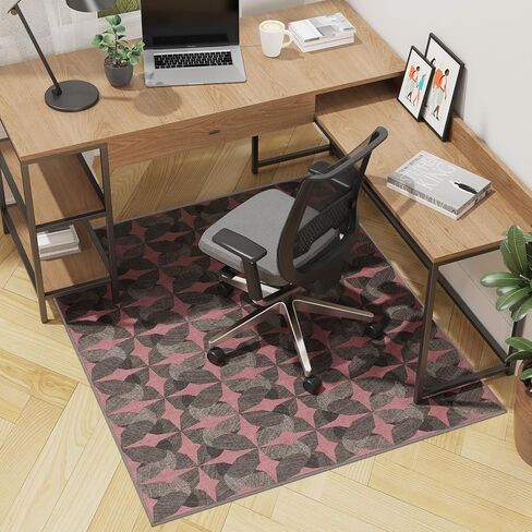 سجادة كرسي Tydle للأرضيات الصلبة، سجادة كرسي مقاس 91.44 سم × 121.96 سم للأرضيات الصلبة، وواقي للأرضيات الصلبة غير قابل للانزلاق، سجادة كمبيوتر تحت المكتب للمكتب المنزلي (أسود وأحمر) in Kuwait