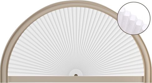 ظلال نافذة نصف دائرة، ستائر ترشيح الضوء الخلوية، ظلال نافذة نصف دائرة، بدون أسلاك لظل نافذة نصف القمر، بدون حفر، ستائر ترشيح الضوء على شكل قرص العسل، سهلة القطع والتركيب (أبيض 24 بوصة × 48 بوصة) in Kuwait