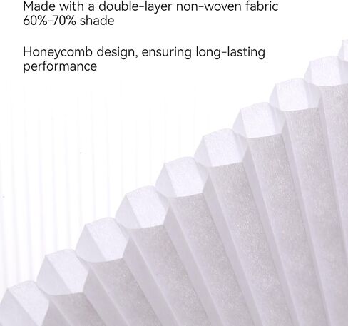 ظلال نافذة نصف دائرة، ستائر ترشيح الضوء الخلوية، ظلال نافذة نصف دائرة، بدون أسلاك لظل نافذة نصف القمر، بدون حفر، ستائر ترشيح الضوء على شكل قرص العسل، سهلة القطع والتركيب (أبيض 24 بوصة × 48 بوصة) in Kuwait