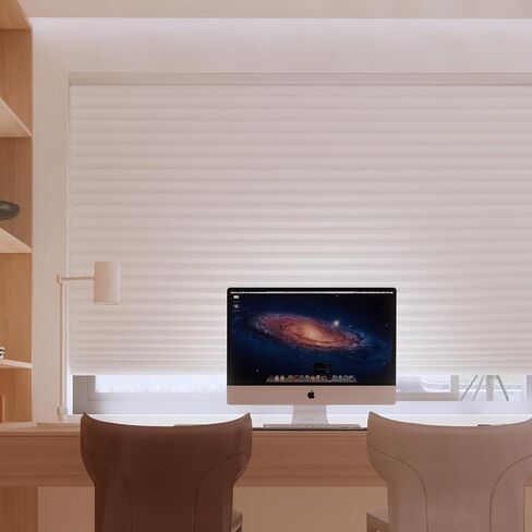 No Tools No Drill Cordless Cellular Blinds for Indoor Windows, Blackout Light Blocking Honeycomb Window Shades Pull Down Window Blinds for Home, White, 30" W x 72" H in Saudi Arabia
