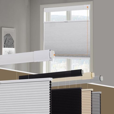 Persilux No Tools No Drill Blackout Cellular Shades for Windows Cordless Top Down Bottom Up Honeycomb Blinds,Easy to Install Cellular Blinds for Indoor Windows, White, 32.5" W x 64" H in Saudi Arabia