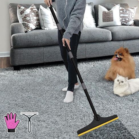 B-Land Carpet Rake for Pet Hair Removal, Reusable Pet Hair Removal Tool Cat Dog Hair Remover with 60" Long Adjustable Handle, Carpet Brush Carpet Scraper Pet Hair Remover Broom in Kuwait