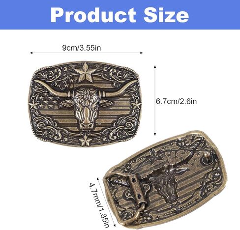 Western Cowboy Belt Buckle for Men Women, Western Vintage Cowgirl Rodeo Longhorn Bull Belts Buckles, Leather Belt for Jeans in Saudi Arabia