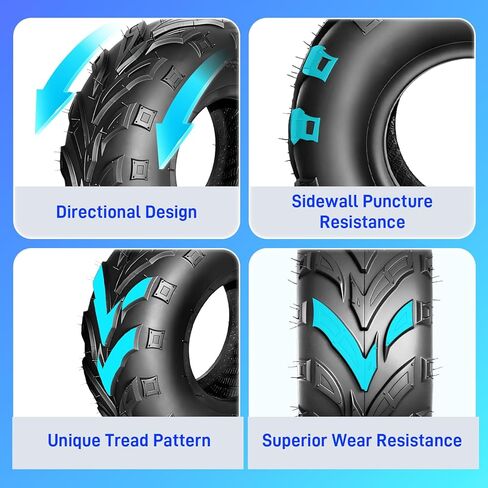 إطارات TRIBLE SIX 145/70-6 Go Kart، 4 إطارات دراجة صغيرة PR ATV Street 145/70-6 (14x6-6) لمسار الطين الرملي، اتجاهي، بدون أنبوب (عبوة من قطعتين) in Kuwait