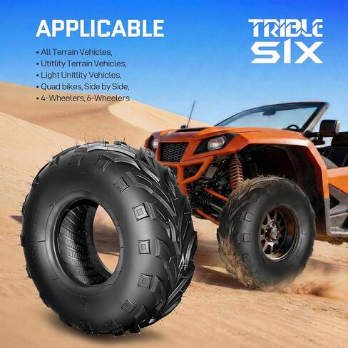إطارات TRIBLE SIX 145/70-6 Go Kart، 4 إطارات دراجة صغيرة PR ATV Street 145/70-6 (14x6-6) لمسار الطين الرملي، اتجاهي، بدون أنبوب (عبوة من قطعتين) in Kuwait