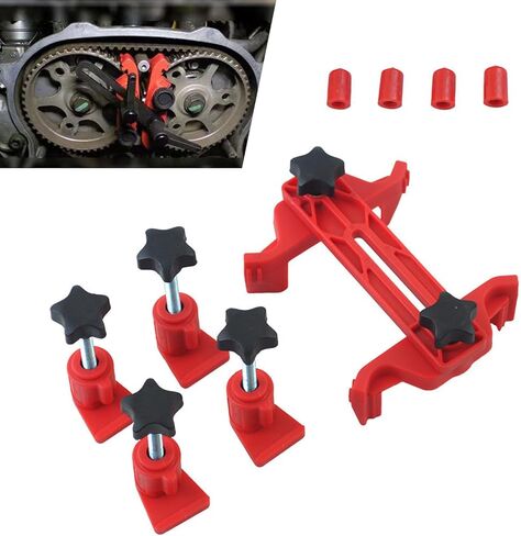 Shakas 9 PCS Camshaft Engine Timing Tool, Anti-slip Adjustable Cam Locking Tool, Engine Camshaft Alignment Timing Retainer, Universal for Cars Sprocket Gear Locking Repair Parts (Red) in Saudi Arabia