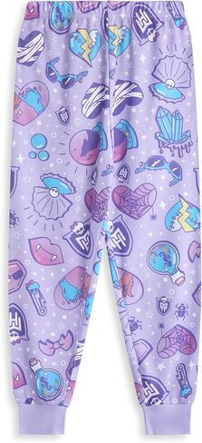Monster High Girls 3 Piece Pajama Set | Kids Purple All Over Print Long Leg Bottoms & Night Top with Scrunchie Bobble in Saudi Arabia