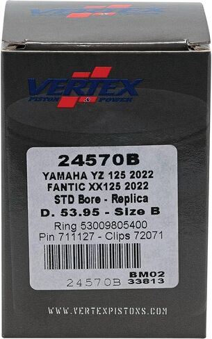 طقم مكبس طبق الأصل من Vertex 24570B متوافق مع/بديل لـ Fantic XE 125، XX 125 2022، Yamaha YZ 125 2022 STD نسبة الضغط، قطر الأسطوانة 54 مم، قطر المكبس 53.950 مم in Saudi Arabia
