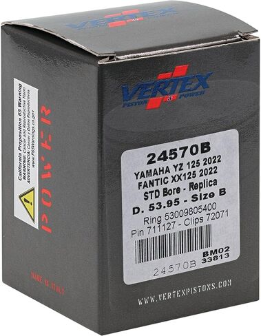 طقم مكبس طبق الأصل من Vertex 24570B متوافق مع/بديل لـ Fantic XE 125، XX 125 2022، Yamaha YZ 125 2022 STD نسبة الضغط، قطر الأسطوانة 54 مم، قطر المكبس 53.950 مم in Saudi Arabia