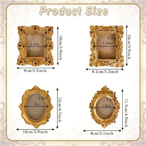 4 Pcs Magnetic Picture Frames for Refrigerator, Magnetic Frames for Refrigerator, Vintage Resin With Hooks and Rope Bohemia DIY Picture Frames for Galley, Fridge, Photo Display Christmas Decor in Saudi Arabia