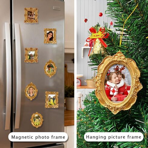 4 Pcs Magnetic Picture Frames for Refrigerator, Magnetic Frames for Refrigerator, Vintage Resin With Hooks and Rope Bohemia DIY Picture Frames for Galley, Fridge, Photo Display Christmas Decor in Saudi Arabia