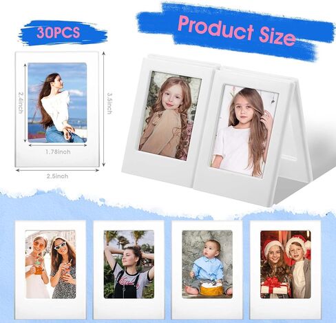 30 Pack Mini Magnetic Picture Frames 2 x 3 Inch Picture Frames Small Table Pictures Holder Compatible with Polaroid Fujifilm Instax Film Photos for Fridge Table Locker Whiteboard (White in Saudi Arabia