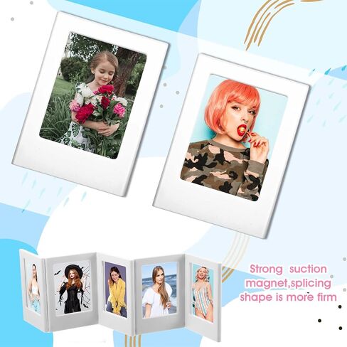 30 Pack Mini Magnetic Picture Frames 2 x 3 Inch Picture Frames Small Table Pictures Holder Compatible with Polaroid Fujifilm Instax Film Photos for Fridge Table Locker Whiteboard (White in Saudi Arabia