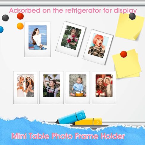 30 Pack Mini Magnetic Picture Frames 2 x 3 Inch Picture Frames Small Table Pictures Holder Compatible with Polaroid Fujifilm Instax Film Photos for Fridge Table Locker Whiteboard (White in Saudi Arabia