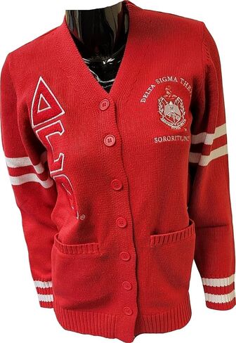 Buffalo Dallas Delta Sigma Theta Chenille Varsity Cardigan [Button Down - Red] - ID#67858-143-2-0-34 in Saudi Arabia