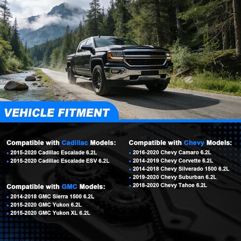 طقم عمود الحدبات والرافعات NON AFM مع حشية الرأس ومسمار، مناسب لـ 2014-2020 Chevy Silverado 1500، GMC Sierra 1500/Yukon، Cadillac Escalade 6.2L Gen-5 L86 in Kuwait