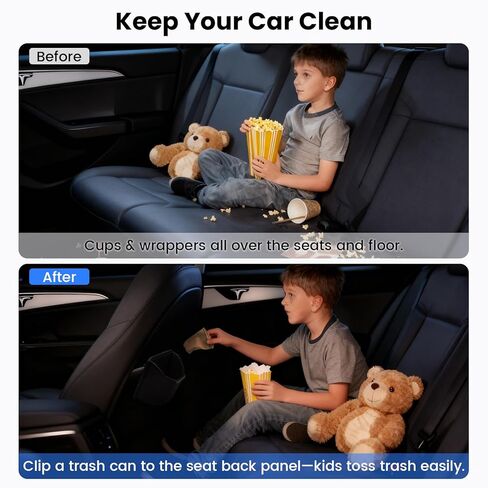 1797 Car Trash Can for Back Seat, Automotive Garbage Bin Clip on Front Seat Back, PU Leather with Leakproof Removable Plastic Liner, 0.42 Gallon Capacity for Small Trash in Saudi Arabia