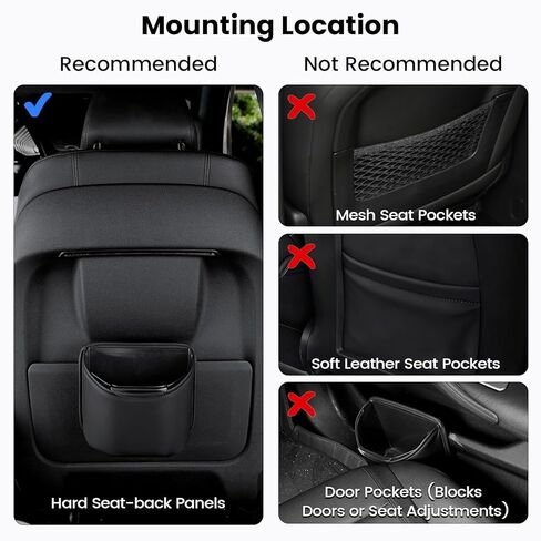 1797 Car Trash Can for Back Seat, Automotive Garbage Bin Clip on Front Seat Back, PU Leather with Leakproof Removable Plastic Liner, 0.42 Gallon Capacity for Small Trash in Saudi Arabia