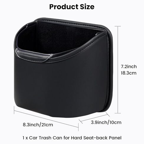 1797 Car Trash Can for Back Seat, Automotive Garbage Bin Clip on Front Seat Back, PU Leather with Leakproof Removable Plastic Liner, 0.42 Gallon Capacity for Small Trash in Saudi Arabia