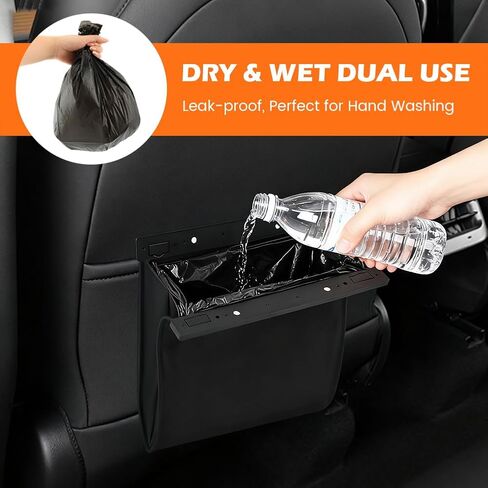 Car Trash Bag, Foldable Car Garbage Can Bin and Storage Bag Hanging Ca-r Trash Bag for Front Back Seat Multi-Purpose Suspended for Sedans, SUVs & Trucks(Color:Leather) in Saudi Arabia