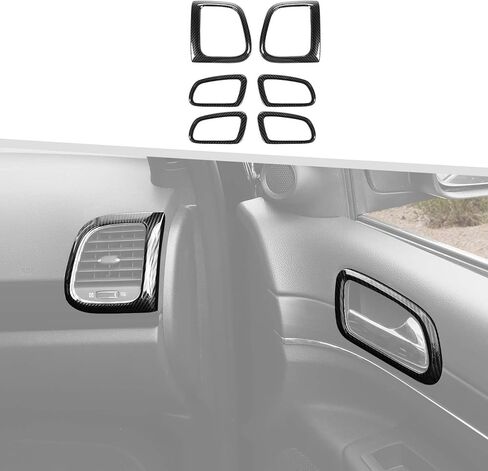 Jimen Fit for Jeep Grand Cherokee 2011-2020, 6PCS Center Console Dash Side AC Vent Cover & Inner Door Handle Bowl Trim Frame in Saudi Arabia