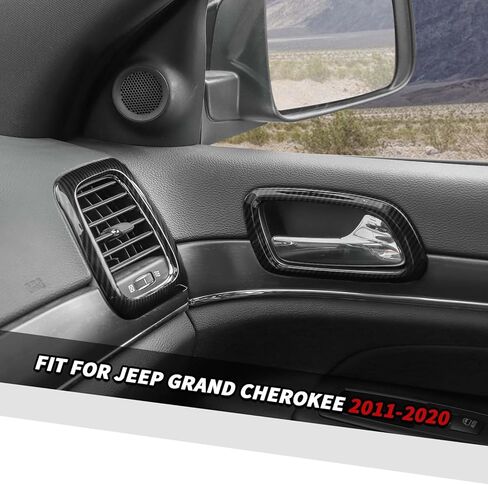Jimen Fit for Jeep Grand Cherokee 2011-2020, 6PCS Center Console Dash Side AC Vent Cover & Inner Door Handle Bowl Trim Frame in Saudi Arabia