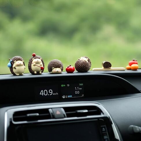7Pcs Hedgehog Car Dashboard Decor, Car Dash Decor Rearview Mirror Ornament for Women Girls Aesthetic Hedgehog Figurines Rearview Mirror Ornament Anime Decors for Home Garden Office in Saudi Arabia